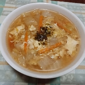 白菜と人参の生姜風味かき玉スープ